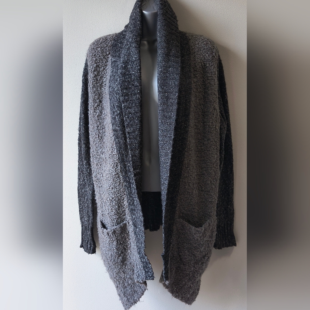 Hinge Awesome Charcoal Grey & Black Open Front  Sweater